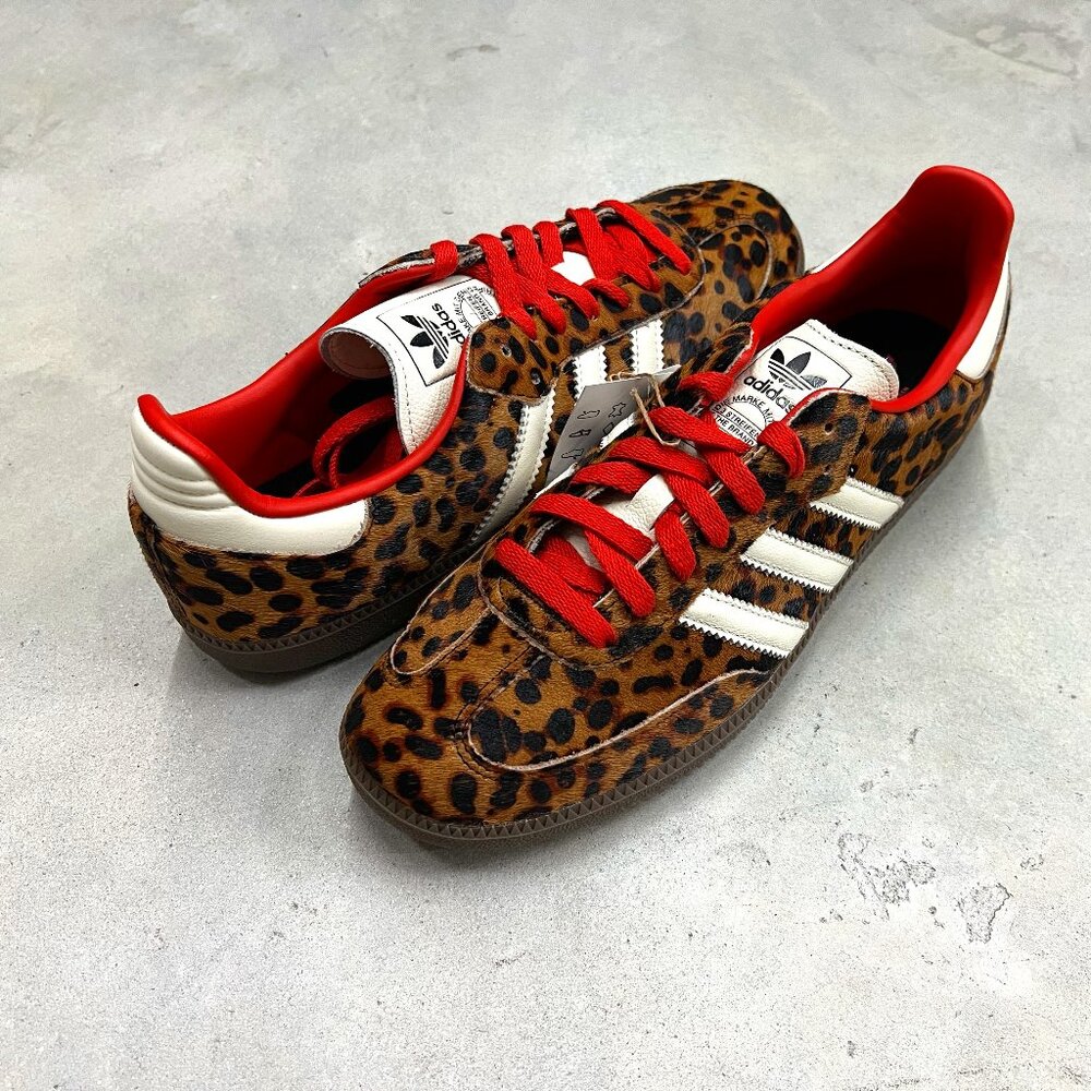 adidas Leopard Print Sneakers with Red Accents